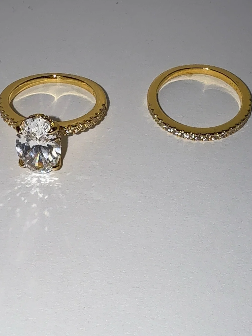3.5ct Oval CZ Gold Vermeil Wedding Set Size 6.5